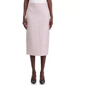 Toccin Leilani Tweed Pencil Skirt Soft Orchid Lined Back Slit Size 0 MSRP $425